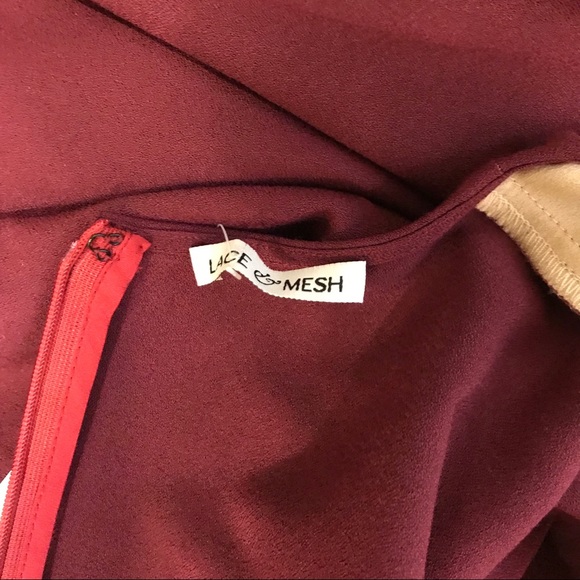 ModCloth Burgundy Dress with Lace Detail at Yoke - Picture 7 of 9